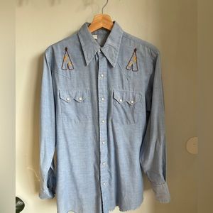 Men’s vintage western shirt with embroidery, size 15.5 - 34.
